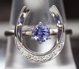 Золотое кольцо "Подкова на счастье" с чистейшим танзанитом 0,5 карата и бриллиантами