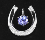 Золотой сборный кулон "Подкова на счастье" с чистейшим танзанитом 0,5 карата и бриллиантами Золото