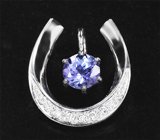 Золотой сборный кулон "Подкова на счастье" с чистейшим танзанитом 0,5 карата и бриллиантами