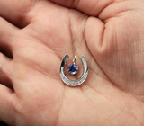 Золотой сборный кулон "Подкова на счастье" с чистейшим танзанитом 0,5 карата и бриллиантами Золото