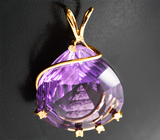 Массивный золотой кулон с чистейшим крупным аметистом авторской огранки 33,9 карата и лейкосапфирами