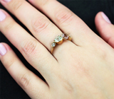 Золотое кольцо с разноцветнымии турмалинами 1,7 карата и бесцветными цирконами