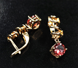 Золотые серьги с турмалинами высокой чистоты 1,45 карата и желтыми сапфирами