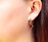 Золотые серьги с турмалинами высокой чистоты 1,45 карата и желтыми сапфирами