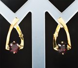 Золотые серьги с рубиновыми шпинелями 2,28 карата