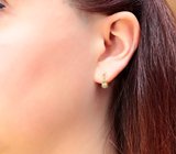 Золотые серьги с хризобериллами с эффектом кошачьего глаза 2,05 карата и бриллиантами Золото