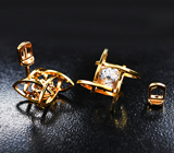 Крупные золотые пусеты с чистейшими бесцветными цирконами 4,26 карата Золото