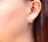 Крупные золотые пусеты с чистейшими бесцветными цирконами 4,26 карата Золото