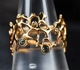 Золотое кольцо с яркими насыщенными уральскими александритами 0,17 карата и бриллиантами