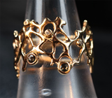 Золотое кольцо с яркими насыщенными уральскими александритами 0,17 карата и бриллиантами