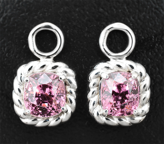 Подвесы для серег с пурпурными шпинелями со сменой цвета 2,67 карата