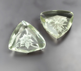 Пара резных зеленых аметистов 10,37 карата