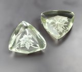 Пара резных зеленых аметистов 10,37 карата 