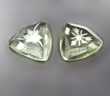 Пара резных зеленых аметистов 10,37 карата 