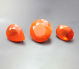 Набор из 3 мексиканских ограненных «огненных» опалов 2,69 карата 