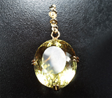 Массивный золотой кулон с чистейшим крупным лимонным цитрином 46,45 карата Золото