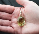 Массивный золотой кулон с чистейшим крупным лимонным цитрином 46,45 карата
