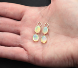 Золотые подвесы для серег с яркими ограненнными эфиопскими опалами 3,8 карата