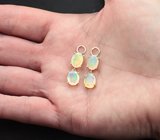 Золотые подвесы для серег с яркими ограненнными эфиопскими опалами 3,8 карата