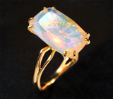 Золотое кольцо с крупным опалом редкой огранки 4,94 карата