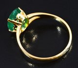 Золотое кольцо с насыщенным уральским изумрудом 3,04 карата