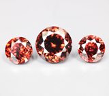 Набор из 3 оранжевых цирконов высокой чистоты 6,89 карата 