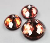 Набор из 3 оранжевых цирконов высокой чистоты 6,89 карата 