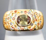 Комплект с андалузитами 2,62 карата и разноцветными сапфирами