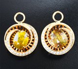 Комплект с желтыми сфенами 11,26 карата и бесцветными цирконами