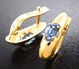 Золотые серьги с редкими синими шпинелями 0,74 карата Золото