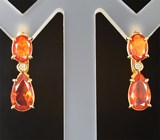 Золотые серьги с мексиканскими «огненными» опалами 1,79 карата и бриллиантами Золото