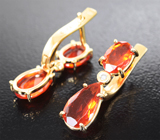 Золотые серьги с мексиканскими «огненными» опалами 1,79 карата и бриллиантами Золото