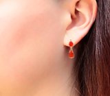 Золотые серьги с мексиканскими «огненными» опалами 1,79 карата и бриллиантами