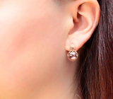 Золотые серьги с титановым жемчугом 6,43 карата и лавандовыми сапфирами Золото