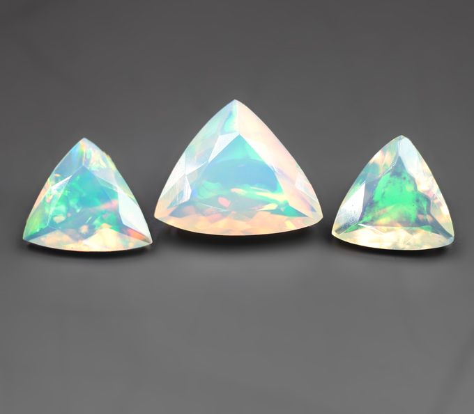 Набор из 3 ограненных эфиопских опалов 3,1 карата