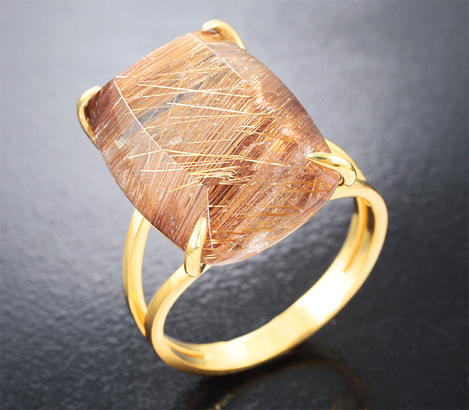 Кольцо с крупным рутиловым кварцем 21,71 карата