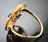 Кольцо с австралийским болдер опалом 1,55 карата, шпинелями и бриллиантом