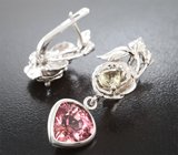 Серьги с цоизитами 1,82 карата и турмалином 3,43 карата