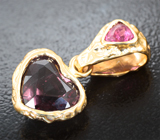 Кулон с гранатом со сменой цвета эффектной огранки 2,99 карата и неоново-розовой шпинелью 0,29 карата