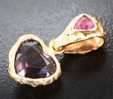 Кулон с гранатом со сменой цвета эффектной огранки 2,99 карата и неоново-розовой шпинелью 0,29 карата