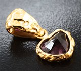 Кулон с гранатом со сменой цвета эффектной огранки 2,99 карата и неоново-розовой шпинелью 0,29 карата