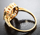 Кольцо с андезином 2,24 карата и бесцветными цирконами