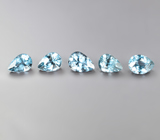 Набор из 5 синих шпинелей 0,45 карата