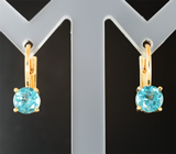 Золотые серьги с яркими «неоновыми» апатитами 2,01 карата