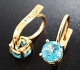 Золотые серьги с яркими «неоновыми» апатитами 2,01 карата Золото