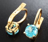 Золотые серьги с яркими «неоновыми» апатитами 2,01 карата