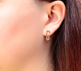 Золотые серьги с разноцветными турмалинами 2,54 карата и бесцветными цирконами Золото