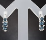 Золотые серьги с редкими насыщенно-синими шпинелями 1,38 карата и бриллиантами