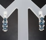 Золотые серьги с редкими насыщенно-синими шпинелями 1,38 карата и бриллиантами