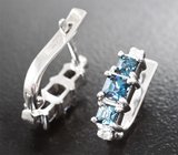 Золотые серьги с редкими насыщенно-синими шпинелями 1,38 карата и бриллиантами